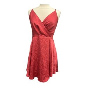 Express Women’s Red Surplice Cami Dress Fit & Flare Satin Size Large